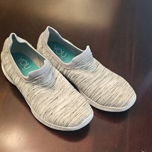 You By Skecher Women's Gray And White Slip-On Shoes 7.5